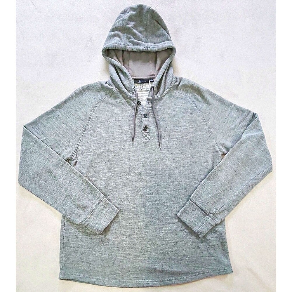Marc Anthony Men's Gray Henley Pullover Hoodie Long Sleeve, Size M Regular
